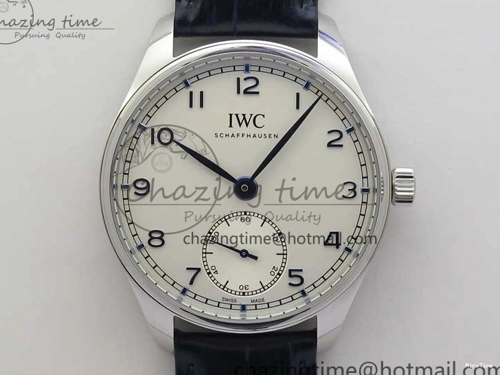 MIROTIME 0411 Packable Portuguese IW358304 ZF 1:1 Best Edition SS White Dial Blue Markers on Leather Strap A 7079